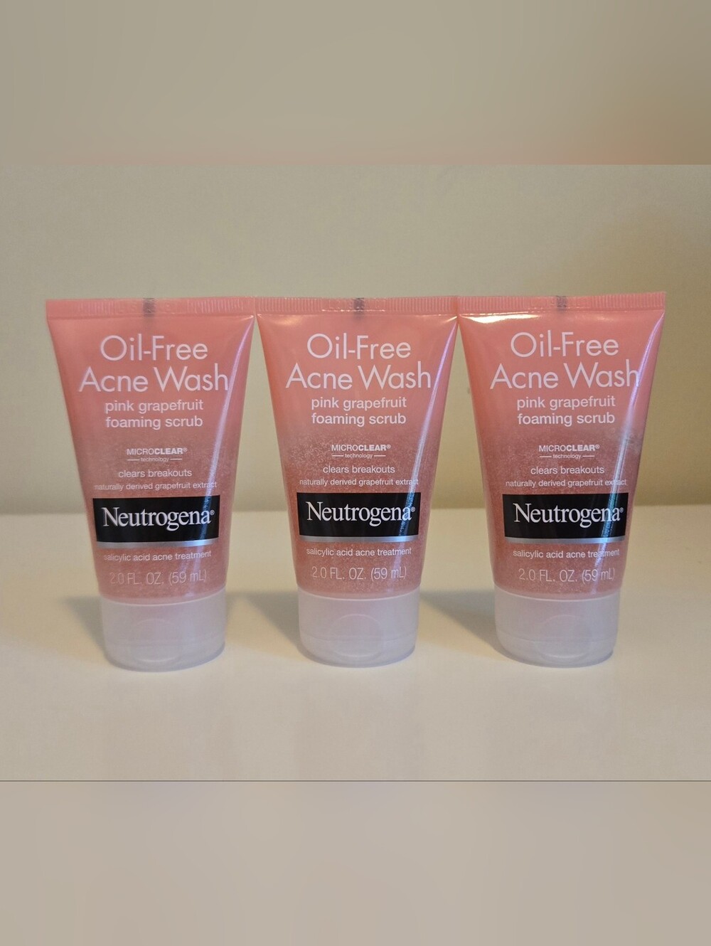 New Neutrogena Pink Grapefruit Foaming Scrub (3 Travel Size Items, 2oz Ea)